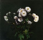 White Canvas Paintings - Bouquet of White Chrysanthemums